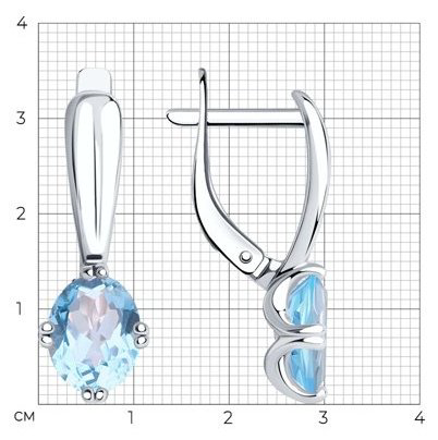 Серьги Diamant 94-320-00635-1 вес 2.99 г серебро, топаз купить,NaN