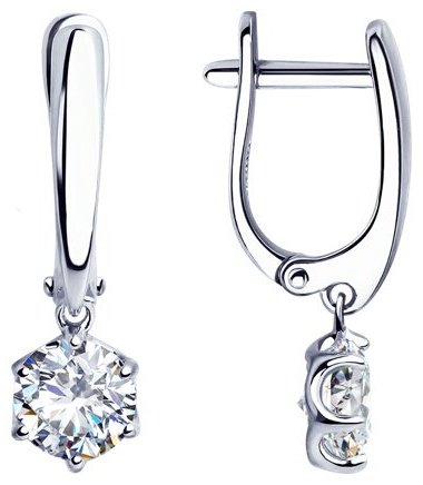 Серьги Diamant 94-121-01640-1 вес 2.75 г серебро, фианит купить,NaN