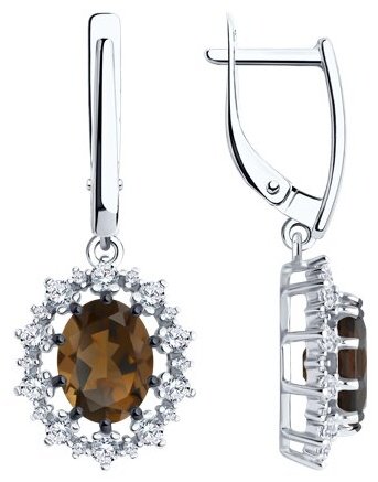 Серьги Diamant 94-321-02042-4 вес 4.67 г серебро, фианит купить,NaN