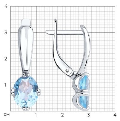 Серьги Diamant 94-320-00635-1 вес 3.02 г серебро, топаз купить,NaN