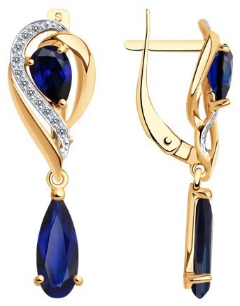 Серьги SOKOLOV 724817_2.9 вес 2.9 г золото, фианит, корунд купить,NaN