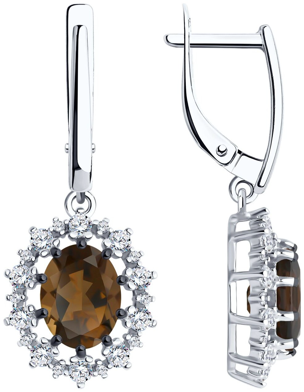 Серьги Diamant 94-321-02042-4 вес 4.99 г серебро, раухтопаз, фианит купить,NaN