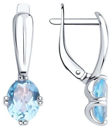 Серьги Diamant 94-320-00635-1 вес 3.07 г серебро, топаз купить,NaN