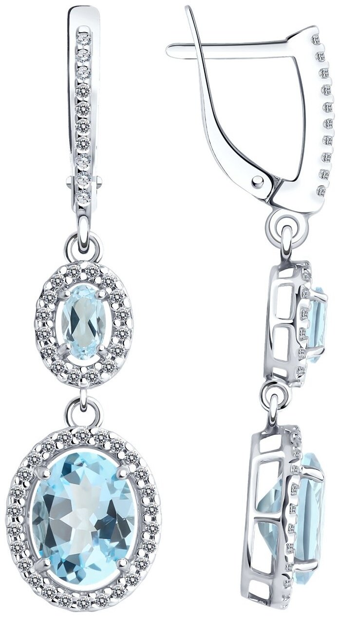 Серьги Diamant 94-321-02046-1 вес 4.7 г серебро, топаз купить,NaN