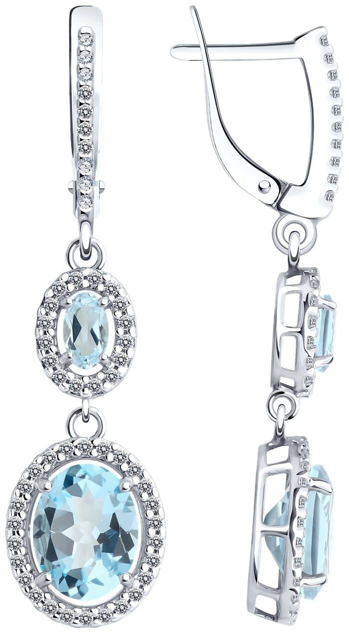 Серьги Diamant 94-321-02046-1 вес 4.7 г серебро, топаз купить,NaN