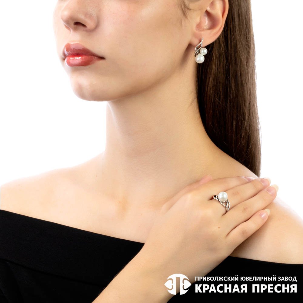 Серьги Красная пресня 33613068 вес 5.2 г серебро, имитация жемчуга купить,NaN