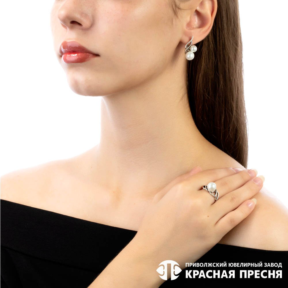 Серьги Красная пресня 33613068 вес 5.2 г серебро, имитация жемчуга купить,NaN