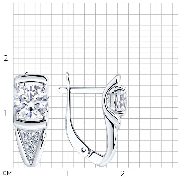 Серьги Diamant 94-120-00021-1 вес 3.36 г серебро, фианит купить,NaN