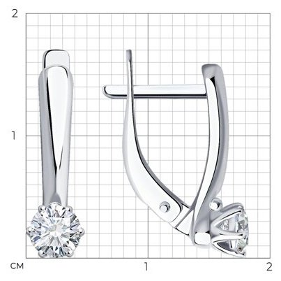 Серьги Diamant 94-120-01542-1_1,92 вес 1.92 г серебро, фианит купить,NaN