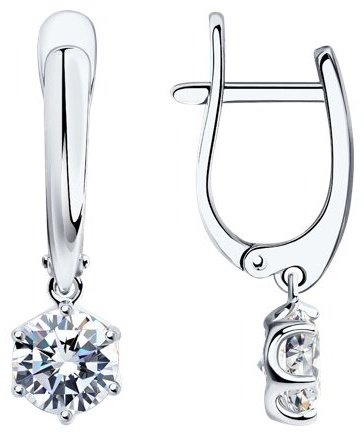 Серьги Diamant 94-121-01640-1_2,67 вес 2.67 г серебро, фианит купить,NaN