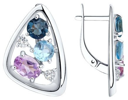 Серьги Diamant 94-320-00658-1 вес 5.27 г серебро, аметист купить,NaN