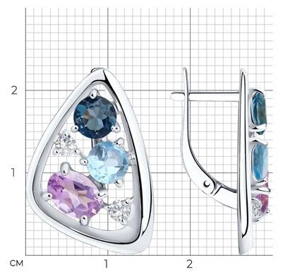 Серьги Diamant 94-320-00658-1 вес 5.27 г серебро, аметист купить,NaN