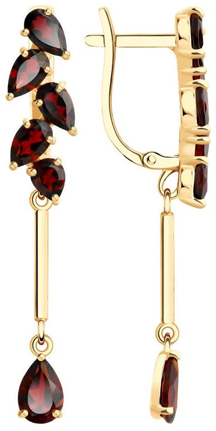 Серьги SOKOLOV 725952 вес 3.8 г золото, гранат купить,NaN