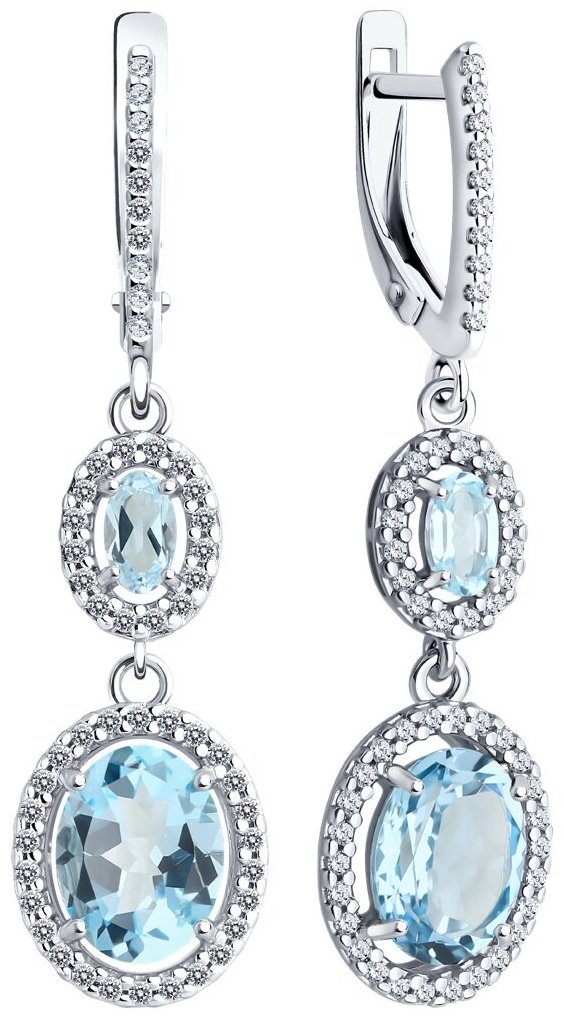 Серьги Diamant 94-321-02046-1 вес 4.7 г серебро, фианит, топаз купить,NaN