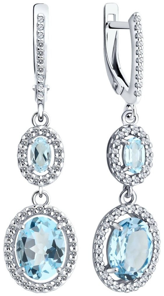 Серьги Diamant 94-321-02046-1 вес 4.7 г серебро, фианит, топаз купить,NaN