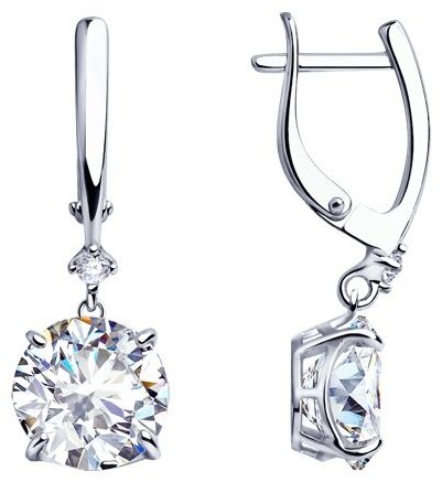 Серьги Diamant 94-121-01653-1 вес 5.66 г серебро, фианит купить,NaN