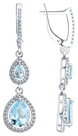 Серьги Diamant 94-321-02047-1 вес 4.52 г серебро, фианит, топаз купить,NaN