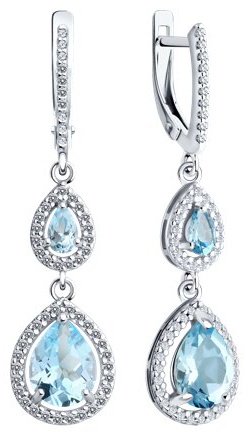 Серьги Diamant 94-321-02047-1 вес 4.52 г серебро, фианит, топаз купить,NaN