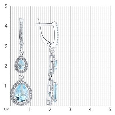 Серьги Diamant 94-321-02047-1 вес 4.52 г серебро, фианит, топаз купить,NaN