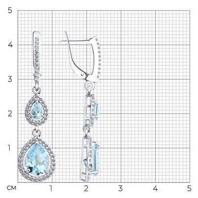 Серьги Diamant 94-321-02047-1 вес 4.52 г серебро, фианит, топаз купить,NaN