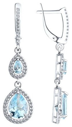 Серьги Diamant 94-321-02047-1 вес 4.52 г серебро, фианит, топаз купить,NaN