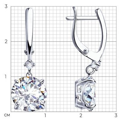 Серьги Diamant 94-121-01653-1 вес 5.67 г серебро, фианит купить,NaN