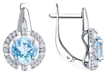 Серьги Diamant 94-320-00679-1 вес 3.78 г серебро, фианит, топаз купить,NaN