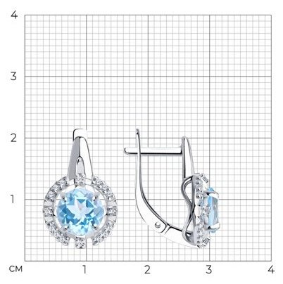 Серьги Diamant 94-320-00679-1 вес 3.78 г серебро, фианит, топаз купить,NaN