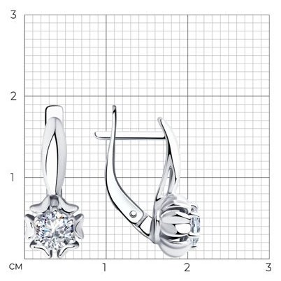Серьги Diamant 94-120-00420-1 вес 2.53 г серебро, фианит купить,NaN
