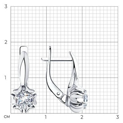 Серьги Diamant 94-120-00420-1 вес 2.53 г серебро, фианит купить,NaN