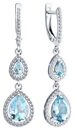 Серьги Diamant 94-321-02047-1 вес 4.52 г серебро, фианит, топаз купить,NaN