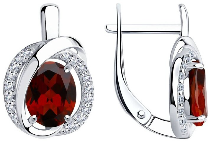Серьги SOKOLOV 92022267 вес 4.23 г серебро, фианит, гранат купить,NaN