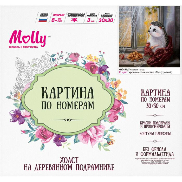 Картина по номерам Molly Унылая Пора 30х30 21 цвета  купить,NaN