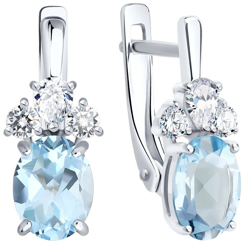 Серьги SOKOLOV 92023197 вес 2.93 г серебро, топаз купить,NaN
