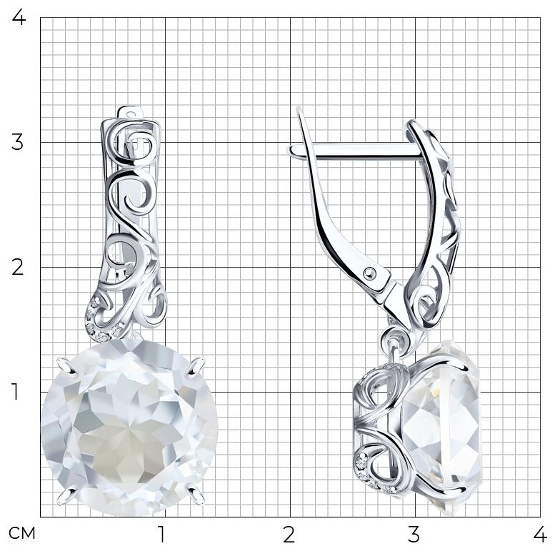 Серьги SOKOLOV 92020645 вес 8.59 г серебро, горный хрусталь купить,NaN