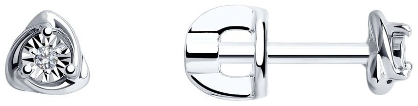 Серьги SOKOLOV 87020048 вес 1.14 г серебро, бриллиант купить,NaN