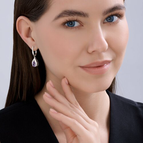 Серьги SOKOLOV 92023209 вес 4.4 г серебро, аметист, фианит купить,NaN