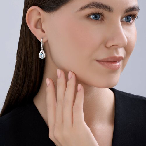 Серьги SOKOLOV 92023211 вес 4.4 г серебро, топаз, фианит купить,NaN