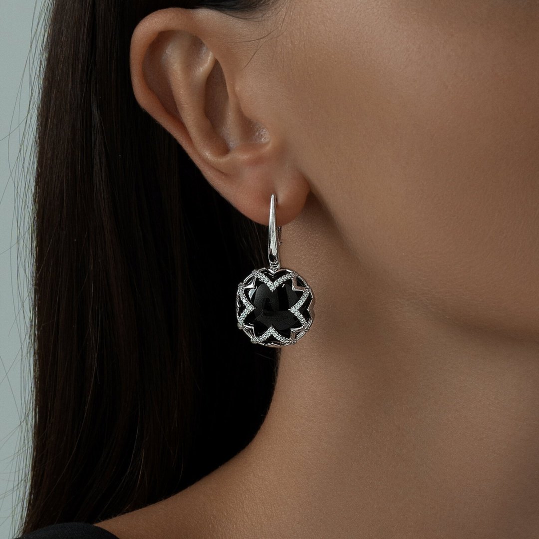 Серьги SOKOLOV 83020099 вес 11.89 г серебро, агат, фианит купить,NaN