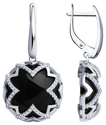 Серьги SOKOLOV 83020099 вес 12.36 г серебро, агат, фианит купить,NaN
