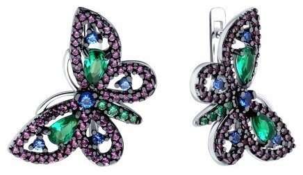 Серьги SOKOLOV 94025988 вес 4.5 г серебро, аметист, фианит купить,NaN