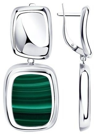 Серьги SOKOLOV 83020141 вес 11.96 г серебро, малахит купить,NaN