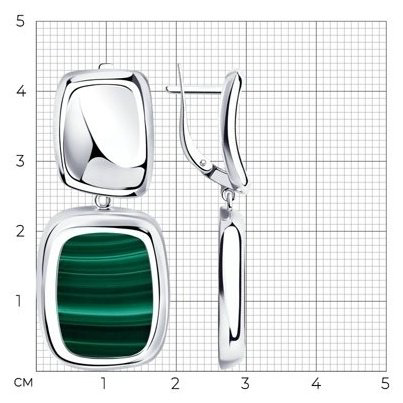 Серьги SOKOLOV 83020141 вес 11.96 г серебро, малахит купить,NaN