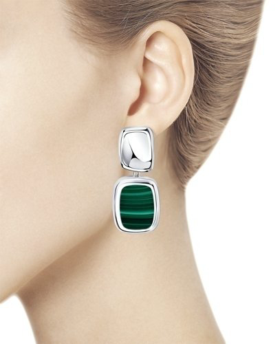 Серьги SOKOLOV 83020141 вес 11.96 г серебро, малахит купить,NaN