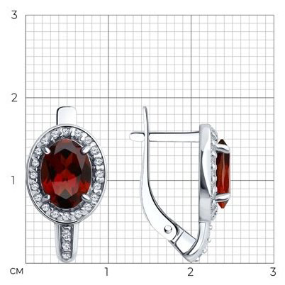 Серьги SOKOLOV 92022750 вес 2.82 г серебро, гранат, фианит купить,NaN