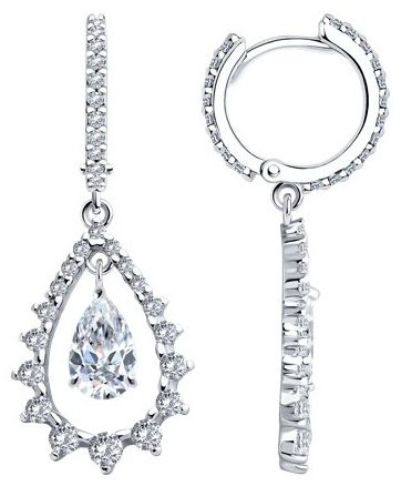 Серьги SOKOLOV 94026554 вес 4.91 г серебро, фианит купить,NaN