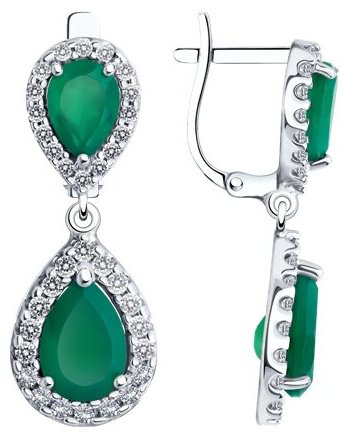 Серьги SOKOLOV 92022825 вес 4.61 г серебро, фианит, агат купить,NaN