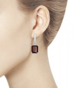 Серьги SOKOLOV 92021425 вес 5.31 г серебро, ситалл, гранат купить,NaN