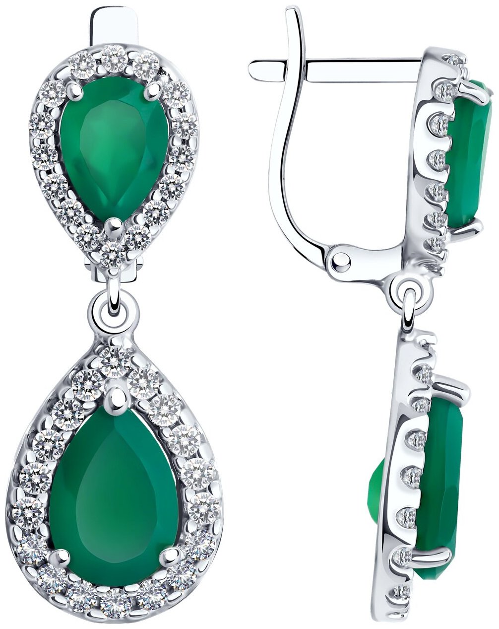 Серьги SOKOLOV 92022825 вес 4.7 г серебро, агат, фианит купить,NaN