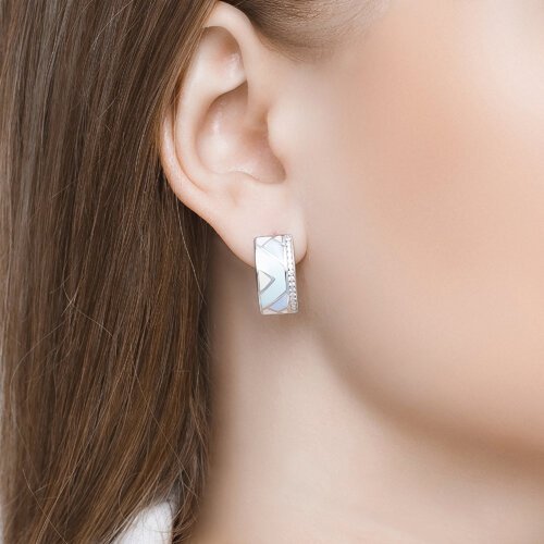Серьги SOKOLOV 94022288 вес 3.88 г серебро, фианит, эмаль купить,NaN